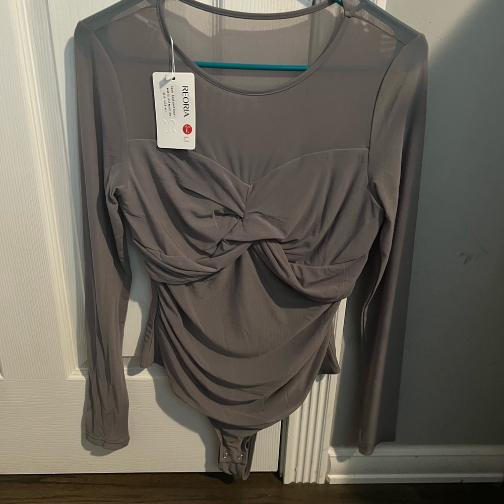 Gray Long Sleeve Bodysuit